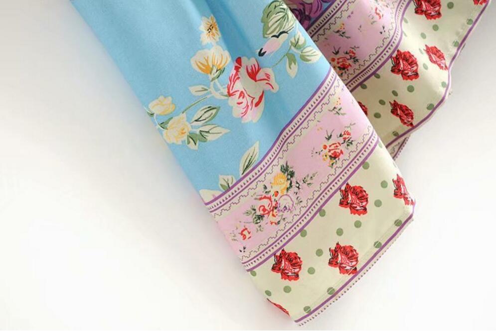 Blissful Blue Boho Floral Print Maxi Dress