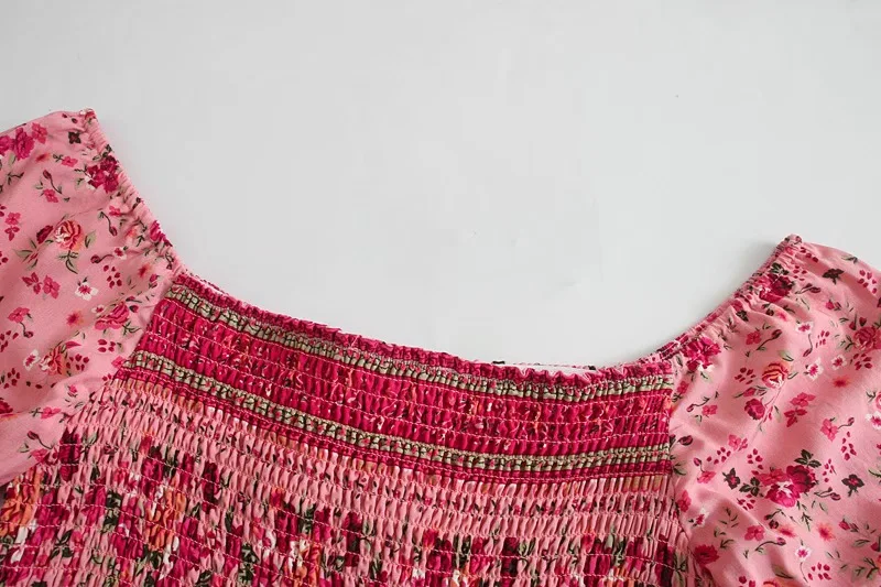 Pink Floral Fantasy Boho Floral Print Mini Dress