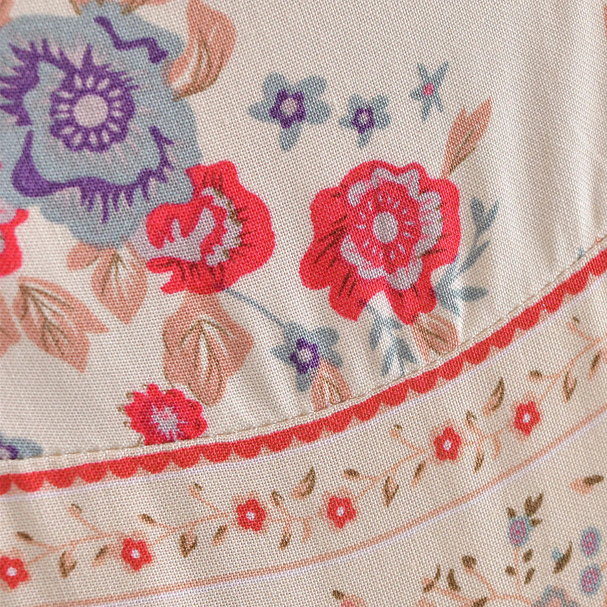 Red Romance Boho Floral Print Midi Dress