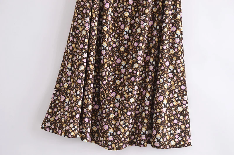 Wild Lavender Boho Floral Print Midi Dress