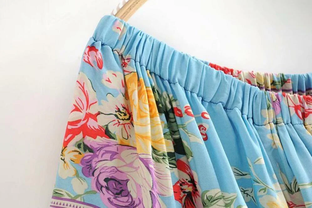 Blissful Blue Boho Floral Print Maxi Dress