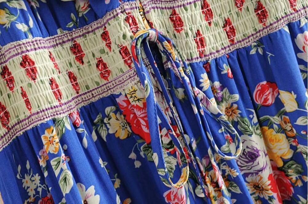 Blissful Blue Boho Floral Print Maxi Dress