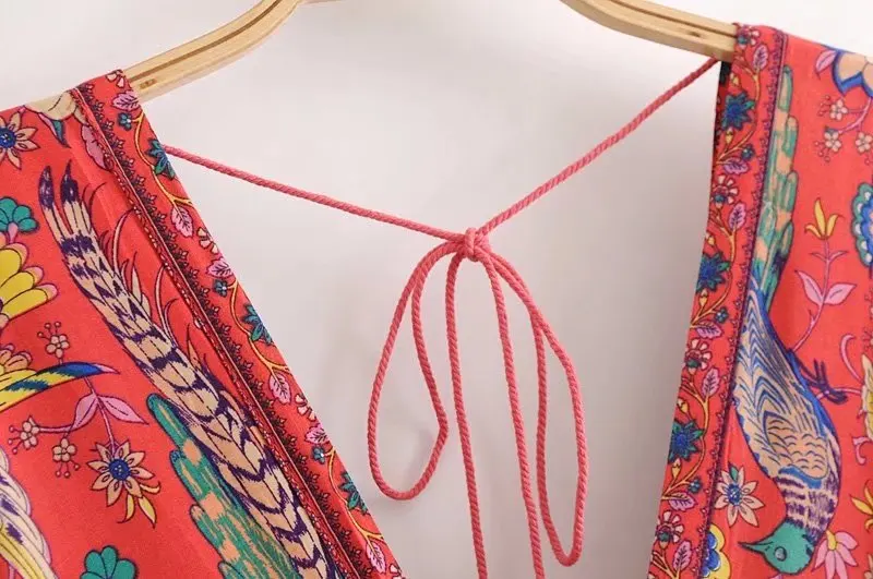 Red Songbird Boho Floral Print Midi Dress