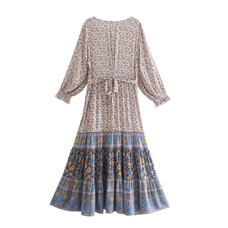 Blue Belle Boho Floral Print Maxi Dress