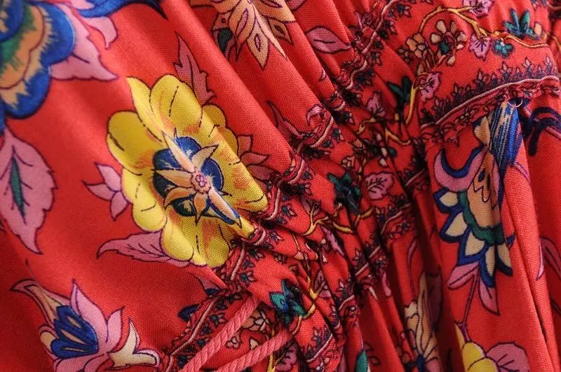 Red Songbird Boho Floral Print Midi Dress