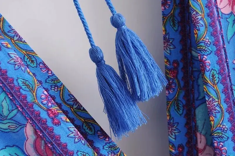 Sapphire Songbird Boho Floral Print Midi Dress