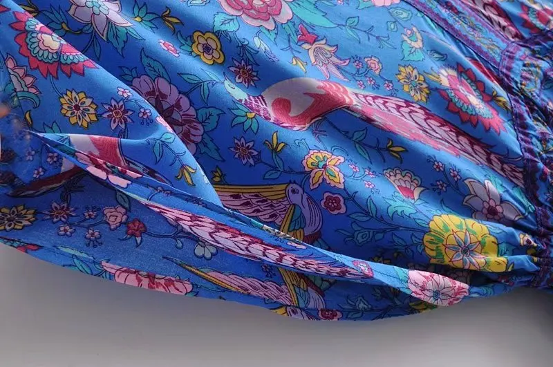 Sapphire Songbird Boho Floral Print Midi Dress