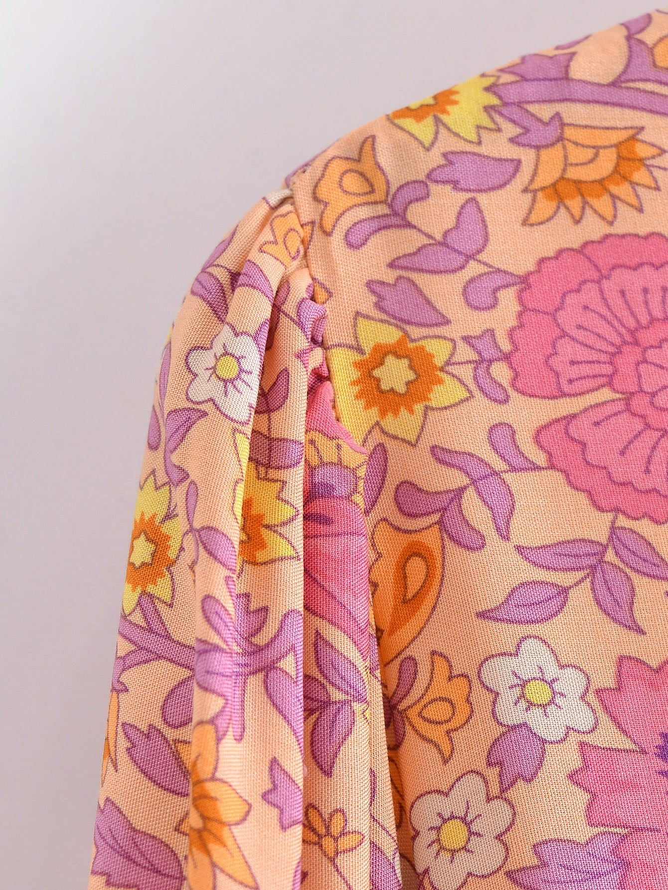 Sweetest Orange Boho Floral Print Long Sleeve Mini Dress