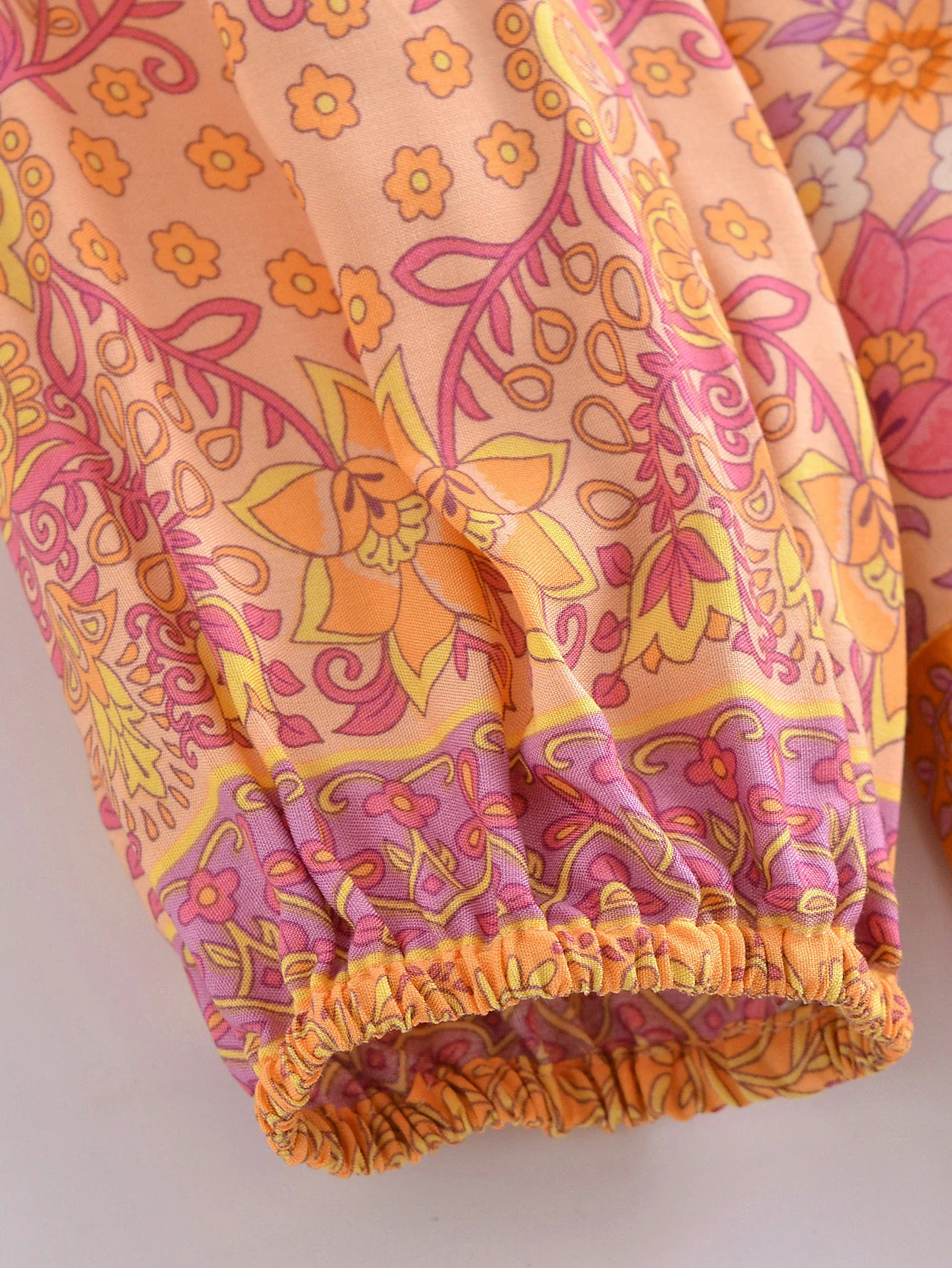 Sweetest Orange Boho Floral Print Long Sleeve Mini Dress