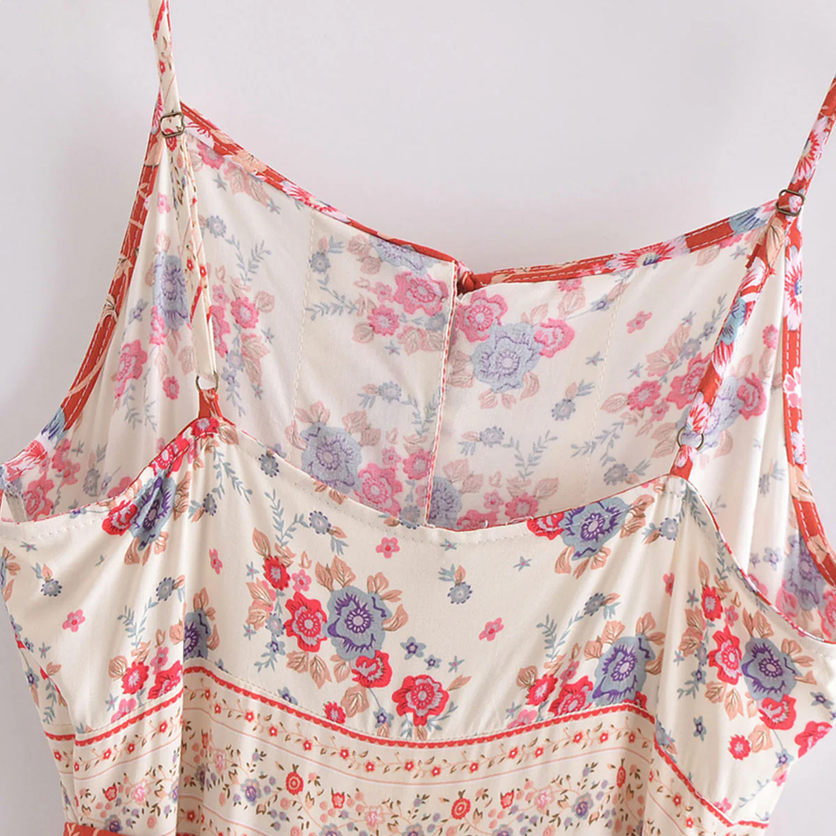 Red Romance Boho Floral Print Midi Dress