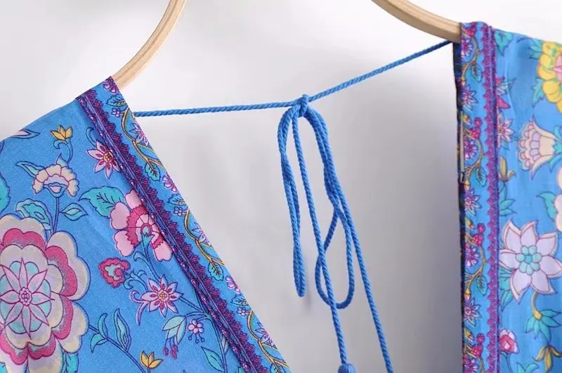 Sapphire Songbird Boho Floral Print Midi Dress