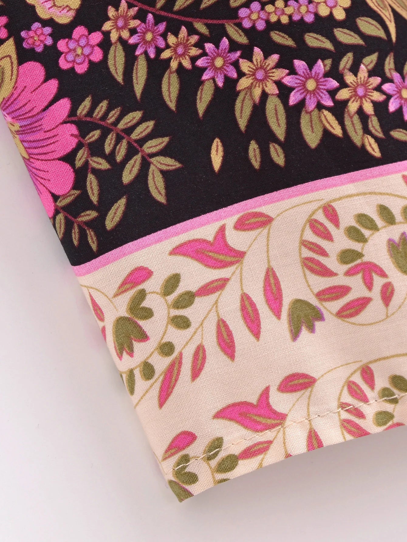 Pink Whimsy Boho Floral Print Long Sleeve Mini Dress