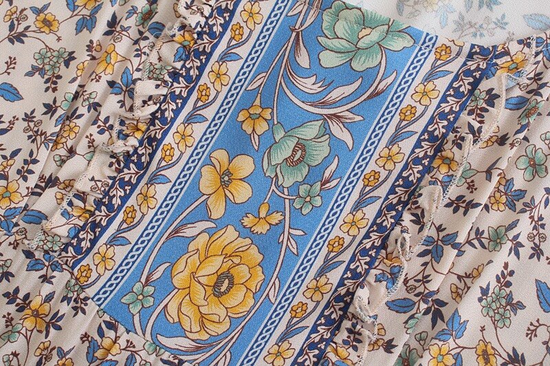 Blue Belle Boho Floral Print Maxi Dress