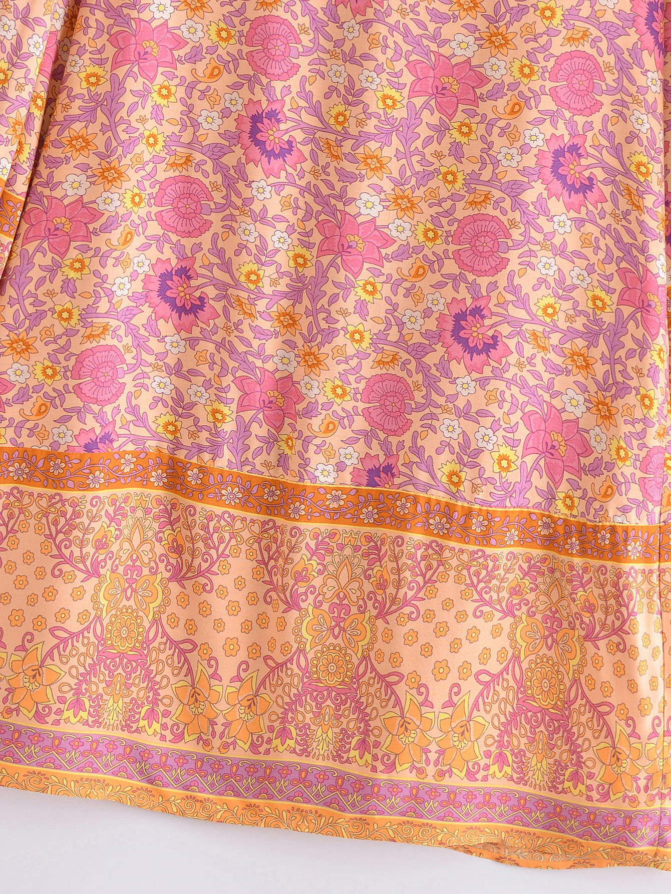 Sweetest Orange Boho Floral Print Long Sleeve Mini Dress