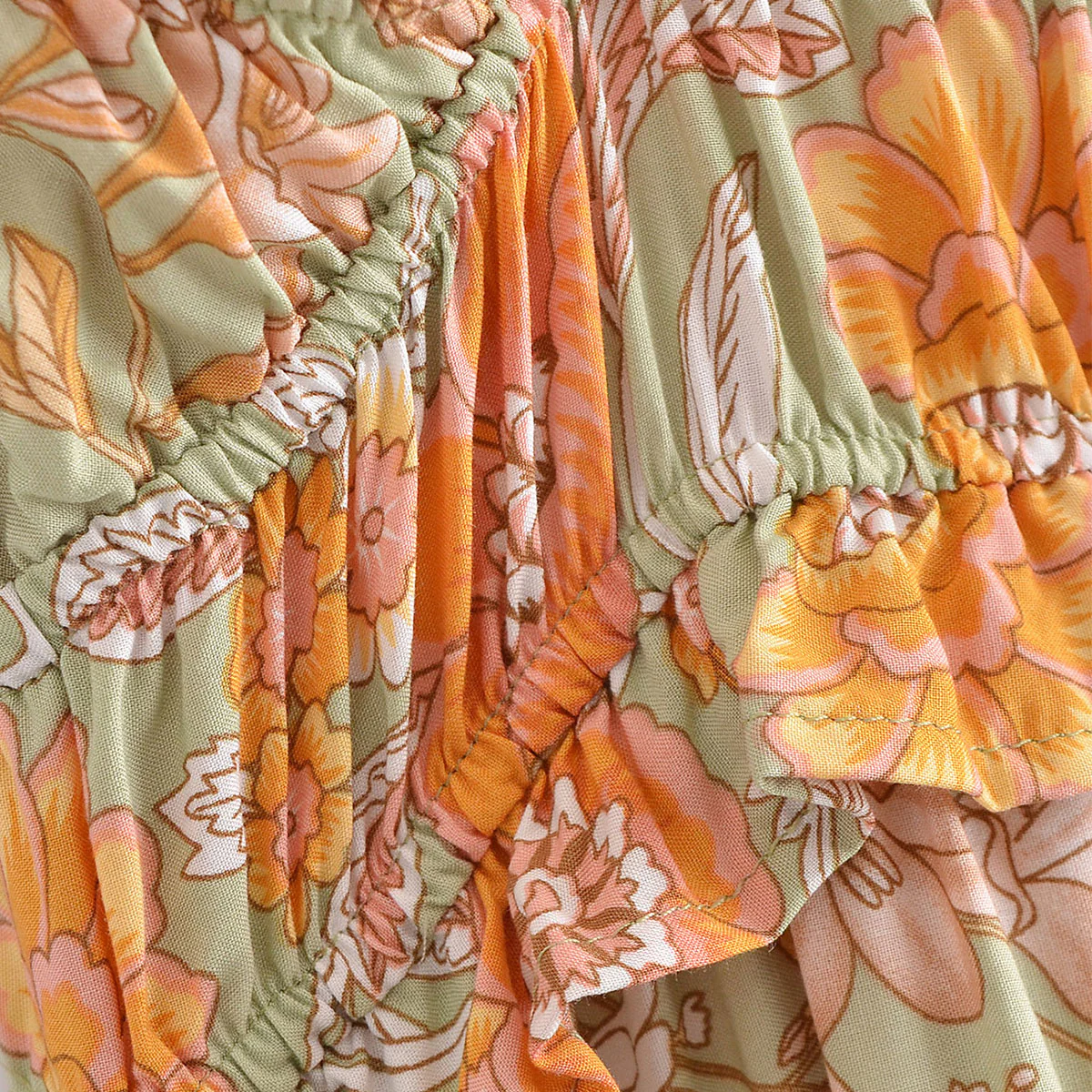 Butterfly Garden Boho Floral Print Midi Dress